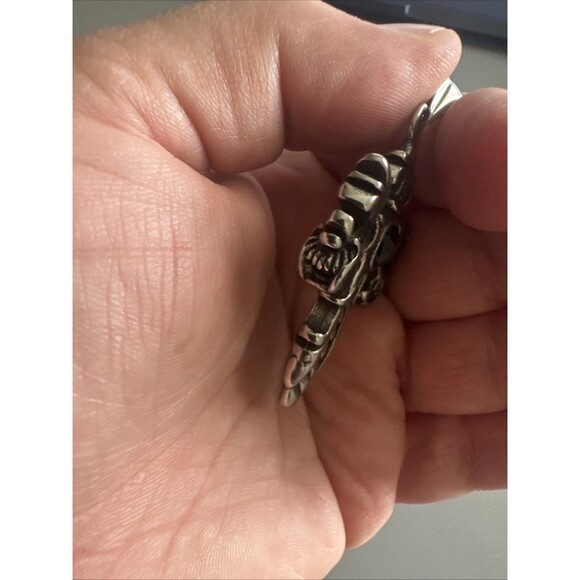 Cross Chain Pendant Double Sided Stone Viking Gothic Vintage Stainless Steel 24” - Picture 4 of 6